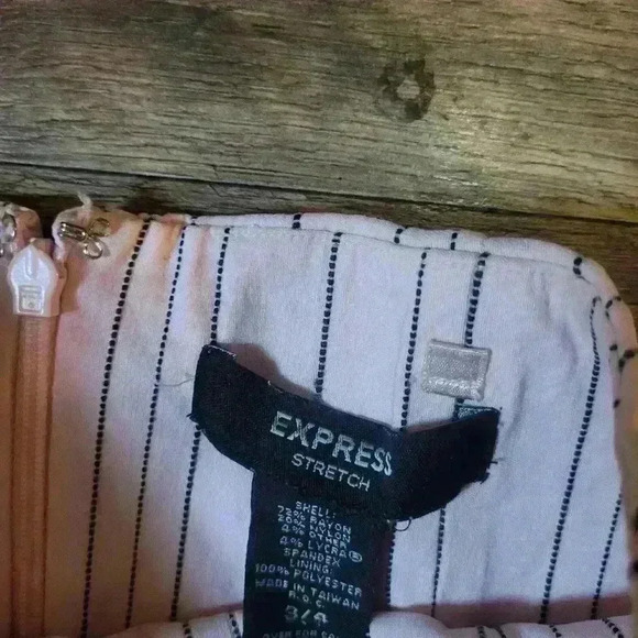 Express Y2K Pink & Black Pinstripe Strapless Bodycon Dress Size 3/4 - Picture 3 of 7